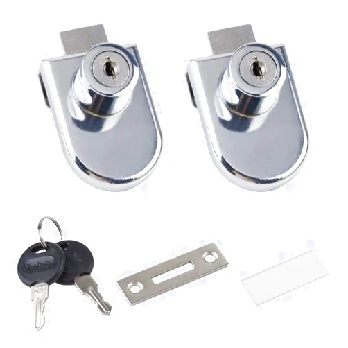 Jiangshen 2PCS Zinc Alloy Jewelry Cabinet Glass Lock Single Door Oval Glass Door Lock Display Cabinet Door Lock 408 Glass Lock