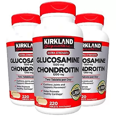 EGEN Kirkland Glucosamina Extra Fuerte 1500 mg/condroitina 1200 mg, 220 unidades (paquete de 3)