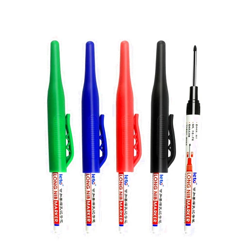 Generic Long Head Deep Hole Marker Pens, 2024 Upgrade, Permanent, Quick-dry, Waterproof Long Nib, Colorful Carpenter Deep Reach Markers, 4 Color Set, Black/red/green/blue