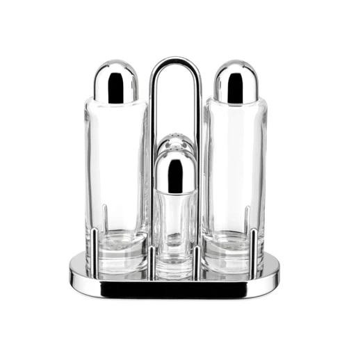 Alessi 4 Piece Condiment Set, Silver