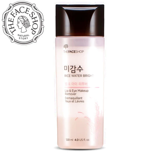 The Face Shop Oil-Free Liquid Eye Makeup Remover, Natural Rice Water Lipstick, Waterproof Mascara & Eyeliner Removal - 120 mL / 4 Oz, K-Beauty