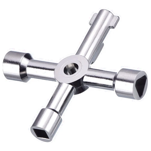 WILLBOND Meter Box Key Hose Key Spigot Key Gas Key 4 Way Multi Functional Utilities Key for Electric Cupboard Cabinet Opening Key(Silver)