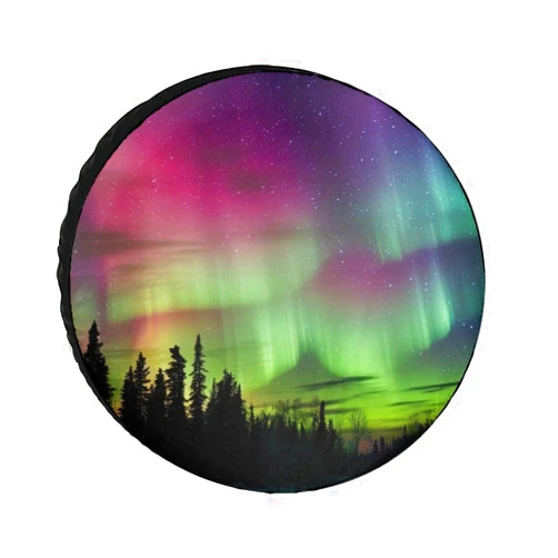 Joint Gou Misty Forest Spare Tire Cover Aurora Borealis Wheel Protectors Northern Lights Print Waterproof Dust-Proof Tire Cover Fit for Trailer Rv SUV Truck Travel Camper, 14inch, style-4