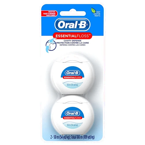 Oral-B EssentialFloss Cavity Defense Dental Floss, 50 M, 2 Pack