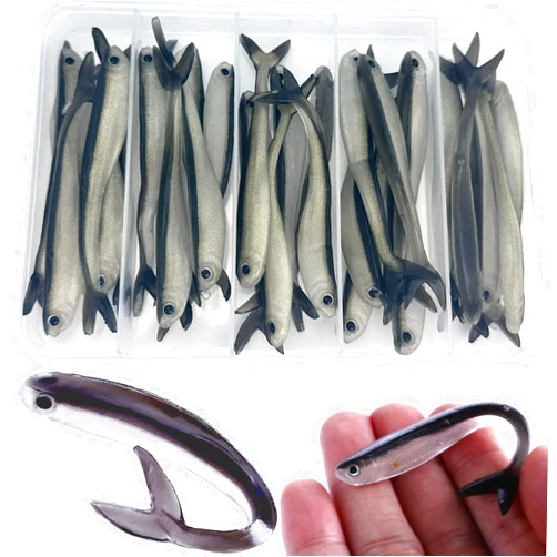 LURESMEOW Fishing Soft Plastic Lures, Paddle Tail Swim Baits for Bass Fishing,Paddle Tail Swimbaits for for Bass Trout Walleye Lures, 30pcs Soft Plastic Baits with Box