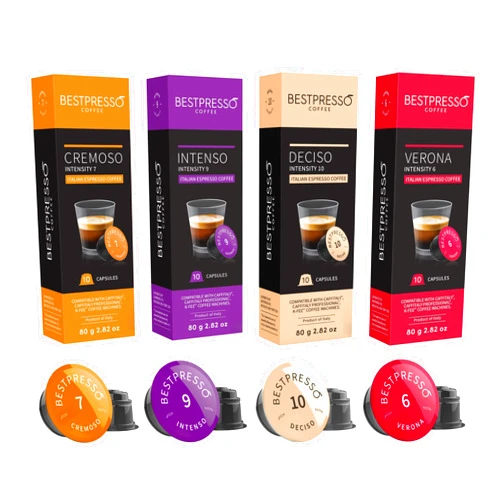 Bestpresso Coffee capsules compatible with Starbucks Verismo, Caffitaly, CBTL, K-fee systems 80 Pods (Variety Pack)