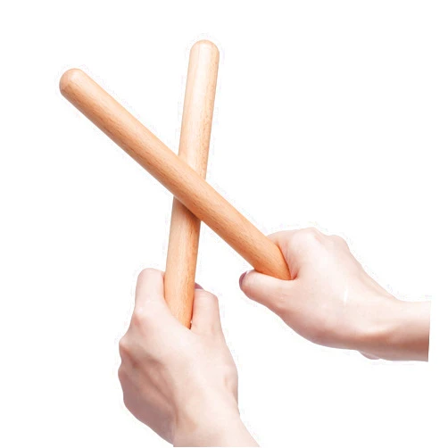 MIHEY 8 Inch Classical Wood Claves Musical Percussion Instrument, Natural Hardwood Rhythm Sticks with a Carry Bag