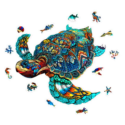 Aeekdook Wooden Puzzles for Adults, Turtle Puzzle, Unique Animal Shape Puzzles, Wooden Jigsaw Puzzles for Adults, Thanksgiving for Family Friend (S-9.4 * 8in - 100psc)
