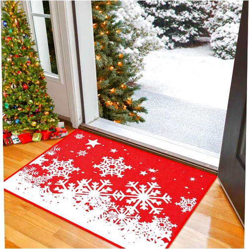 CAROMIO Christmas Doormat Holiday Door Mat Winter Snowflakes Xmas Indoor/Outdoor Welcome Mat Outdoor Indoor Entrance Floor Door Mat Front Porch for Home Decoration, 17x29 Inch