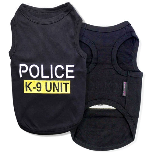 Parisian Pet Unisex Halloween Dog T-Shirt with Embroidered 'Police k-9 Unit' Dog Clothes - 100% Cotton, Dog Costume - Breathable Police Dog Vest - Machine Washable Dog Shirts for Small Dogs - S
