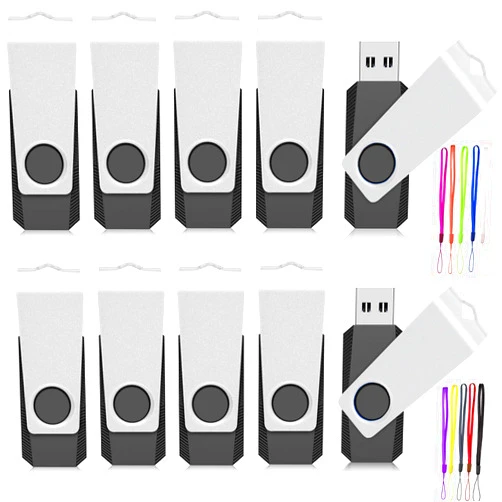 AGECASH A USB Drive AGECASH Thumb Drives 10 Pack 1GB USB Storage Flash Drive Pack of 10 Pendrive, USB 2.0 Jump Drive Memory Stick Zip Drive USB Key with 10PCS Lanyard, USB Stick for Back to School & Office