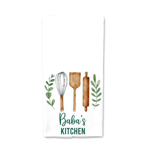 DiandDesignGift Baba's Kitchen Towel - Tea Towel Kitchen Decor - Baba's Kitchen Soft and Absorbent Kitchen Tea Towel - Decorations House Towel - Kitchen Dish Towel Baba's Birthday Gift