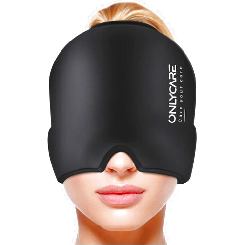 ONLYCARE Migraine Relief Cap, Soothing Headache Hat, Upgraded Odorless Gel Ice Head Wrap, Hot and Cold Therapy, FSA or HSA Eligible Headache Ice Pack for Tension and Stress(Black)