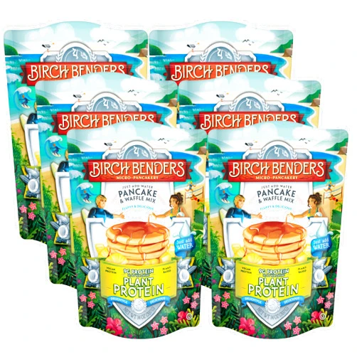 Birch Benders Plant Protein Pancake & Waffle Mix, Vegan, 9g Plant-Based Protein, Just Add Water, 14 oz (Pack of 6)