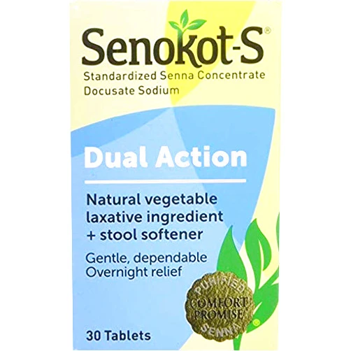 Senokot-S Laxative Plus Softener Tablets 2 Pack (30 Count Each) Dual Action Senokot-S Combines The Proven Strength