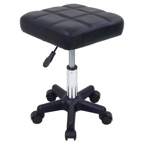 FURWOO Square Swivel Stool with Wheels PU Leahter Rolling Stool Height Adjustable Stool for Spa Salon Massage Black