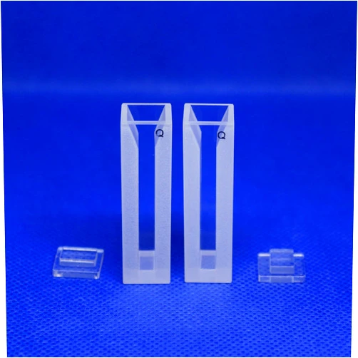 LAB4US Quartz Semi-Micro cuvette Cell (2pcs) with Lid for spectrophotometer, Quartz Semi Micro Cuvettes Cells, 10mm Pathlength, 1.4ml, 2 Clear Sides