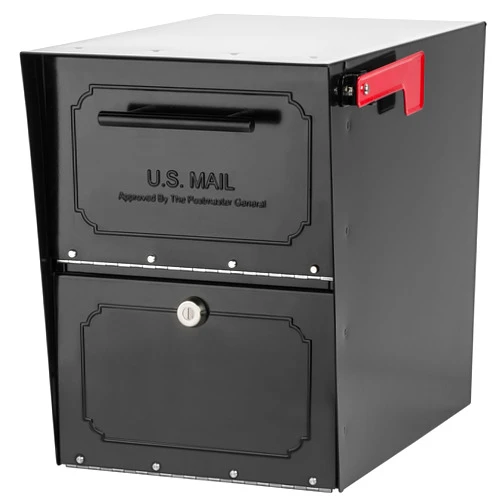 Architectural Mailboxes 6200B-10 Oasis Classic Locking Post Mount Parcel Mailbox with High Security Reinforced Lock,Black,18.00 x 15.00 x 11.50 inches