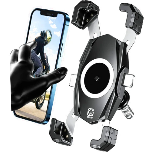 Kewig Motorcycle Fork Stem Phone Mount, Motorcycle Phone Mount, 1S One-Push Automatically Lock & Release, Fits for Fork Stem 12-25.4mm in Diameter, for 4.0-6.9