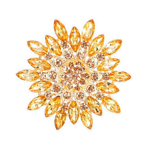 Hpmjz Colorful Rhinestone Crystal Sunflower Brooch Pin Vintage Elegant Creative Sunflower Classic Wedding Fashion Broach Pin for Women Dress Hat Decoration Gift(White+Yellow)