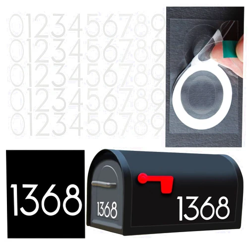 Olaine 3 inch Reflective Mailbox Numbers for Outside, 5 Sets Number Stickers with Sticky Tabs for Easy Backing Peeling, Pre-cut for Effortless Align, Strong Self Adhesive Vinyl House Numbers for mailbox