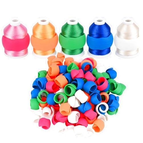 Simthread 100pcs Upgraded Thread Holder/Spool Huggers Compatible with Larger spools- Keep Thread Spool Neat&Organized for Sewing and Embroidery Machine Thread Spools