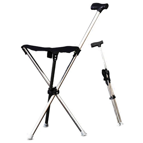 WBRSybUS Foldable Stool with Cane Bases Cane with Seat Foldable Walking Cane for Travel Lightweight Balancing 330 Lbs Walking Stick for Elderly 2-in-1 Lightweight Cane Stool