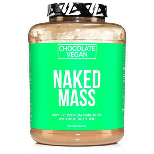 NAKED Vegan Mass - Chocolate Vegan Weight Gainer - 1,280 Calories, Non-GMO, Soy & Gluten Free, No Artificial Ingredients - 8LB Bulk - 11 Servings