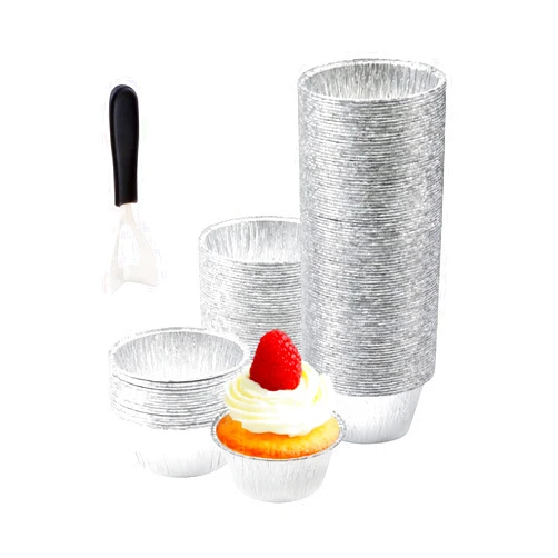 IMMISE Aluminum Foil Baking Cups, 200 Pack Disposable 4 Oz Ramekins Aluminum Cupcake Muffin Liners Silver Foil Baking Cups for Cupcake, Muffin, Creme Brulee, Egg Tart, Souffle, Pudding