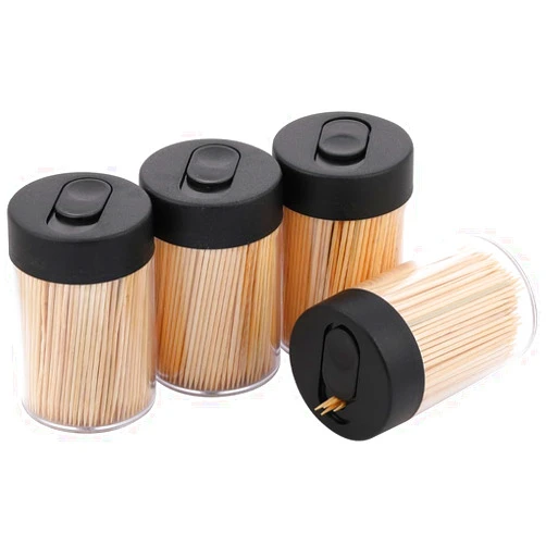MHREN Toothpick Dispenser, 3000 Count Bamboo Toothpicks with 4 Reusable Toothpick Dispenser, Sturdy Smooth Health Toothpicks for Party, Bar, Olive, Barbecue, Fruit and Teeth Cleaning