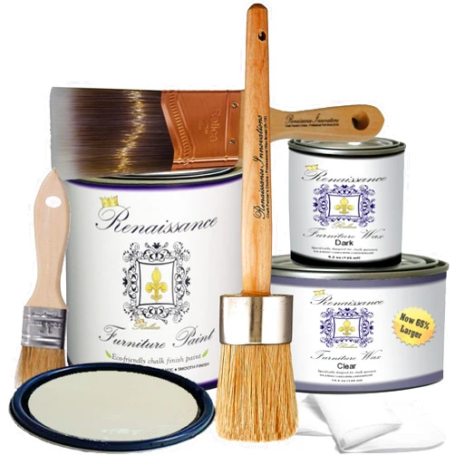 Retique It Chalk Furniture Paint by Renaissance Deluxe Starter Kit, 22 Old Linen, 32 Ounces