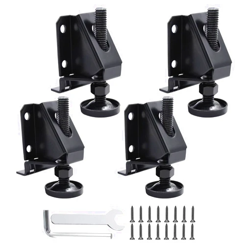 DkOvn 4/8/16 Pack Leg Leveler, Leveling Feet, Heavy Duty Adjustable Furniture Leveler Legs, with Screws, Lock Nuts and Wrench, 2 inch Adjustable Height, for Furniture, Table, Cabinets(4 Pack Black)