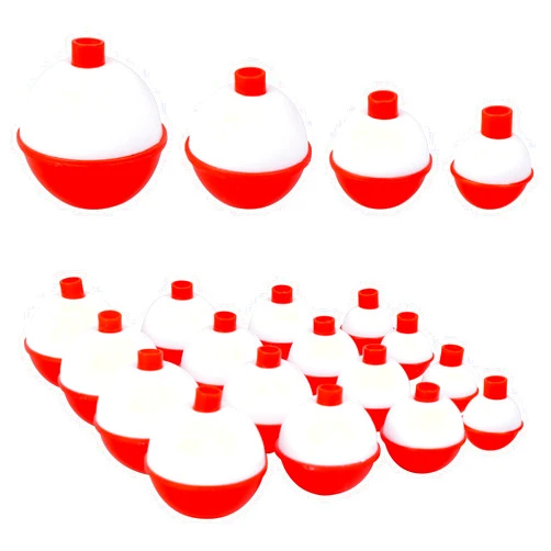 FREGITO 16Pcs Fishing Bobbers, 4 Size Snap Hard ABS Fishing Float Red and White Fishing Bobbers for Fishing Buoy Tackle Accessories 2.5/3/3.5/4cm