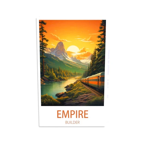 CNAHEIX Empire Builder Vintage Travel Poster Sunset 08x12inch(20x30cm) Canvas Wall Art Print Painting for Wall Decor Living Room Bedroom