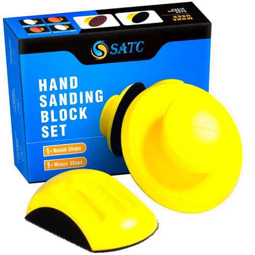 S SATC Sanding Blocks 5 Inch Hook and Loop Sanding Block 2 PCS Round and Mouse Hand Sanding Block for Wood Furniture Restoration Home Arts and Crafts