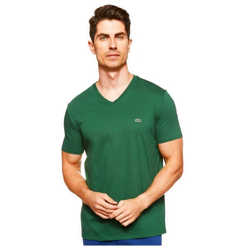 Lacoste Men's Short Sleeve V-Neck Pima Cotton Jersey T-Shirt