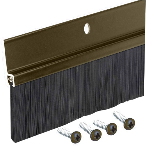 Randall Manufacturing Co., Inc | Door Sweeps – Aluminum & Brush | Brush Sweeps for Gaps Up to 1 ½” | Brown Trim with Black Brush | 4 Feet | Fill Gaps & Keep Unwanted Debris Out