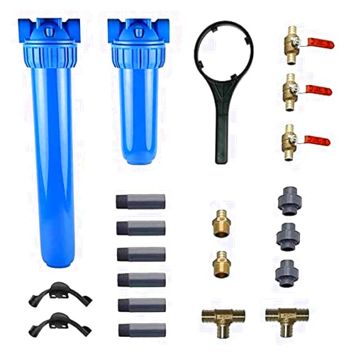 Aquasana Rhino Pro Kit Whole House Water Filter System Installation Kit with 3/4 Fittings, 20 Pre-Filter and 10 Post-Filter