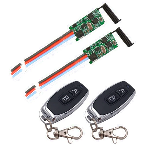DieseRC 2 Receiver Modules with 2 Transmitters Wireless Remote Control Switch DC 3.6V 5V 12V 24V 30V 2A 1 Channel 433Mhz Radio Control Remote Switch Small Mini Size Controller