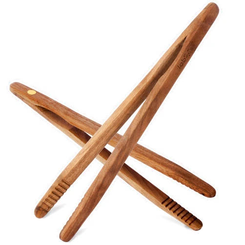 Laboos Magnetic Classic Toast Tongs - Premium walnut wood Cooking Tong,Ideal for Toaster,Fruits, Bread & Pickles, Kitchen Utensil for Cheese Bacon Muffin Fruits Bread - 8