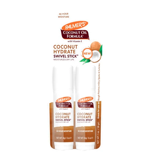 Palmer's Coconut Oil Formula Moisturizing Swivel Stick with Vitamin E, Lip Balm, Face & Body Moisturizer Stick, Ideal for Treating Dry Skin Patches (Pack of 2)