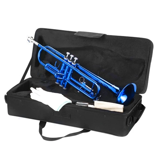 LeSage Bb Trumpet Standard Trumpet for Student Beginner Blue Trumpet with Case 7C Mouthpiece Valve Oil Cleaning Kit Brass Musical Instruments Trumpet