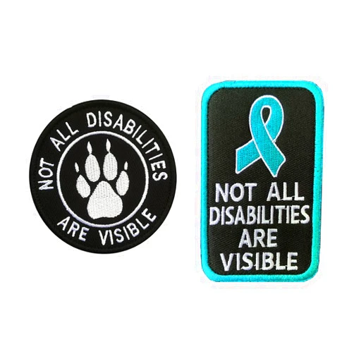 Tuyatezhi 2 Pcs Not All Disabilities are Visible Patch Hook and Loop Emotional Support Embroidered Fastener Applique Emblem Service Dog Patch for Dog Vests Collar,Dog Harness