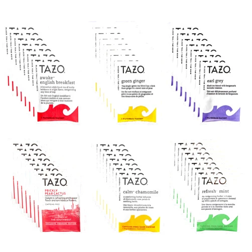 TAZO Tea Bags Sampler, 48 Count Variety Gift Box, 6 Different Flavors, 8 of each