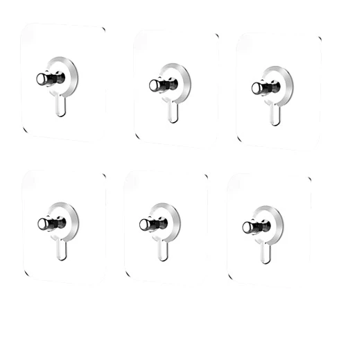 RENVA Adhesive 6mm Nail Wall Hook for Hanging photoframe,Wall Clock,Heavy Duty Transparent Hook Bear up to 5 kg Hook (20)