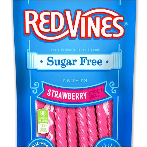 Red Vines Sugar Free Licorice, Strawberry Flavor, Soft & Chewy Candy Twists, 5oz Bags (12 Pack)