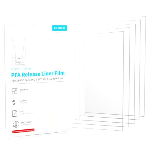 ELEGOO 5PCS PFA Release Liner Film for Saturn 2/3/4/4 Ultra Resin 3D Printer 273 * 176mm, 0.127mm Thickness with Stronger Release Functionality and 95% Light Transmittance, Compatible with Saturn 8K