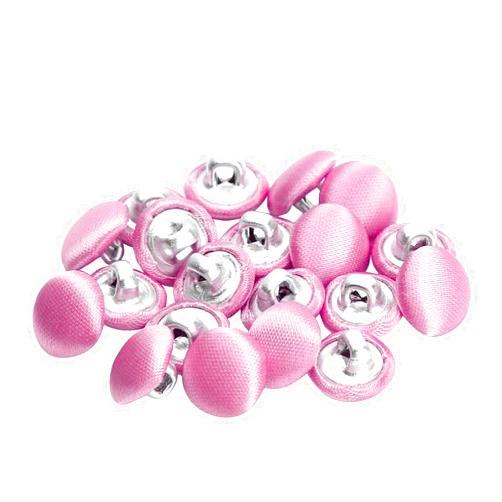 Hoxekle 20pcs Mini Satin Covered Buttons Sew On Metal Shank Button Buckles Elegant Bridal Gown Suit Decorative DIY Sewing Fasteners