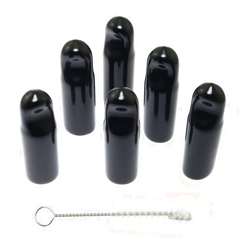 RLECS Beer Tap Cover Draft Faucet Keg Caps Rubber Tap Soother Sanitary Nipple Cover with Brush (6pcs Dust Caps and 1pc 9cm Cleaning Brush)