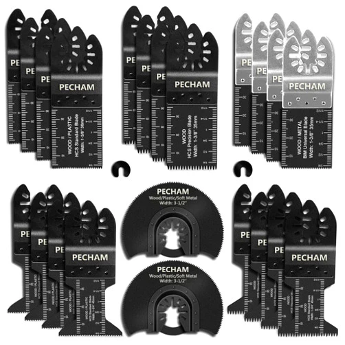 PECHAM 24PCS Universal Wood Metal Oscillating Multitool Quick Release Saw Blades Fit Porter Cable Black & Decker Rockwell Ridgid Ryobi Milwaukee Chicago Craftsman